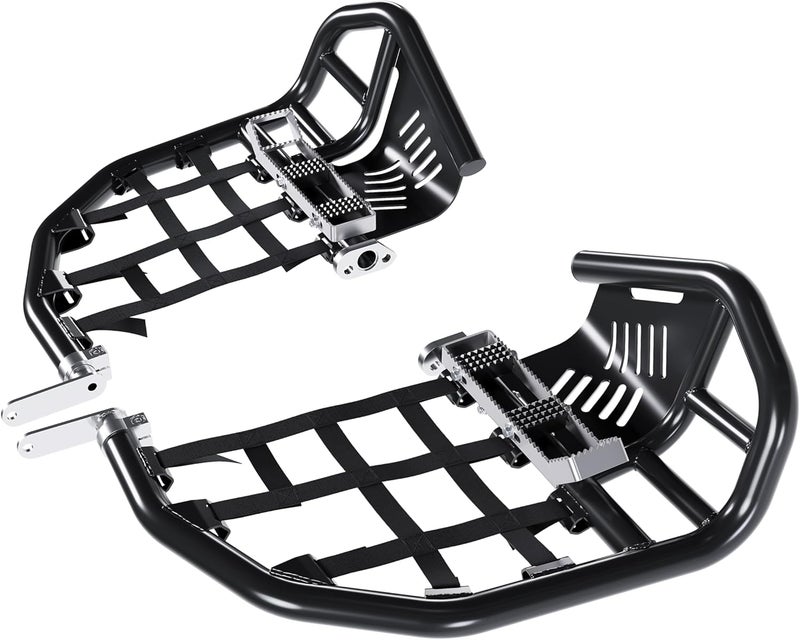 Kojem Nerf Bars Foot Pegs Compatible with All Years Honda 400EX 400X (Silvery Nerfs & Black Nets) - Image 5